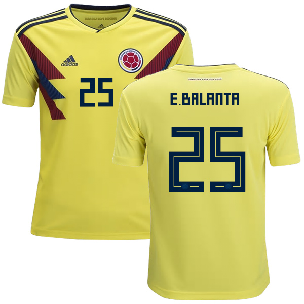 Colombia #25 E.Balanta Home Kid Soccer Country Jersey - Click Image to Close